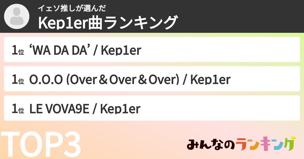 イェソ推しさんの「Kep1er曲ランキング」