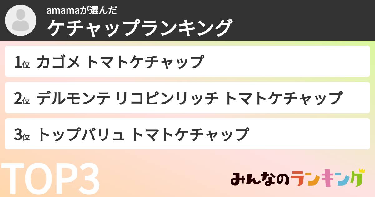 amamaさんの「ケチャップランキング」