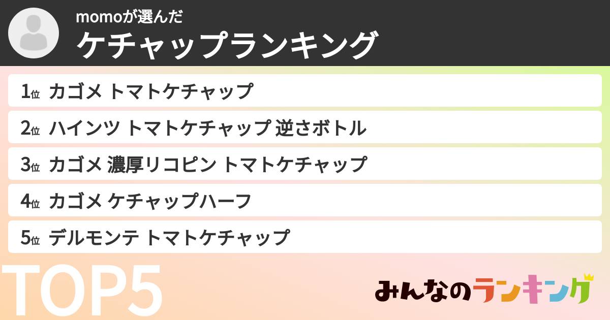momoさんの「ケチャップランキング」