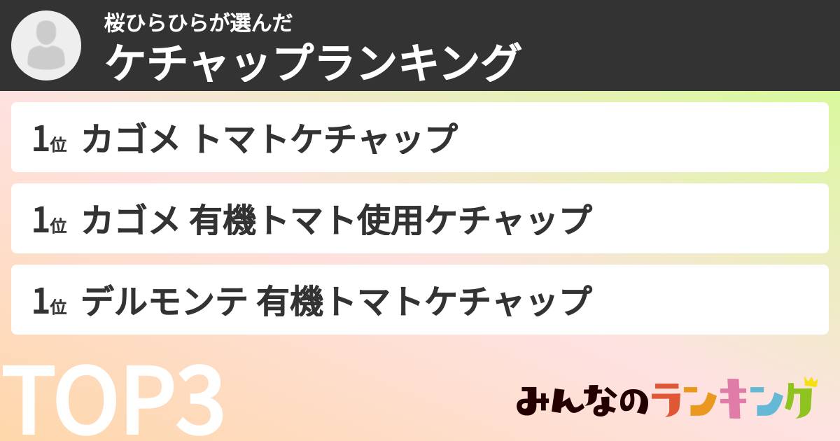 桜ひらひらさんの「ケチャップランキング」