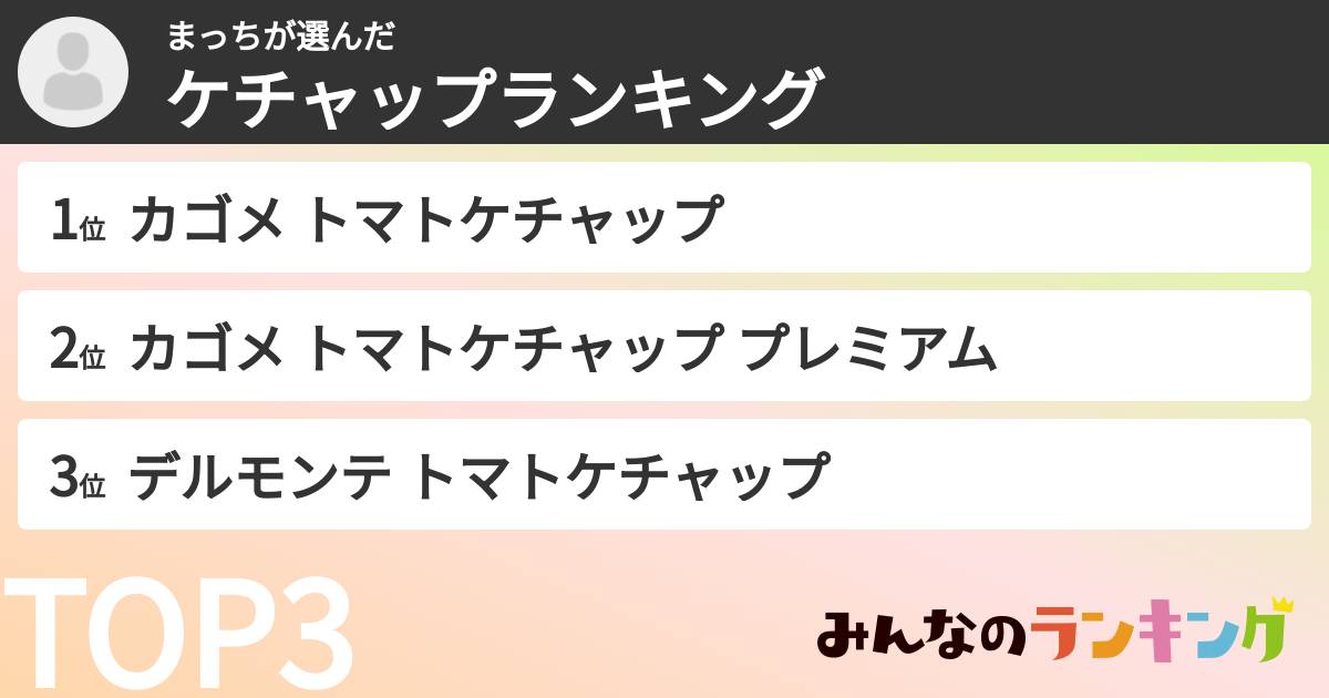 まっちさんの「ケチャップランキング」