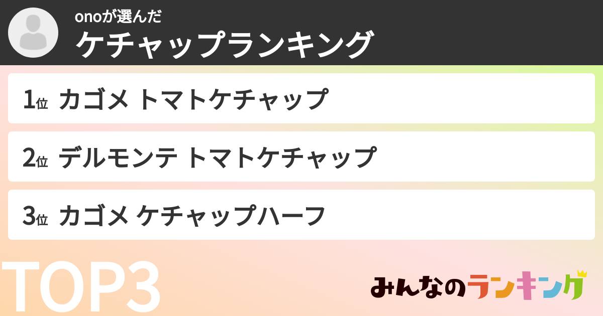 onoさんの「ケチャップランキング」