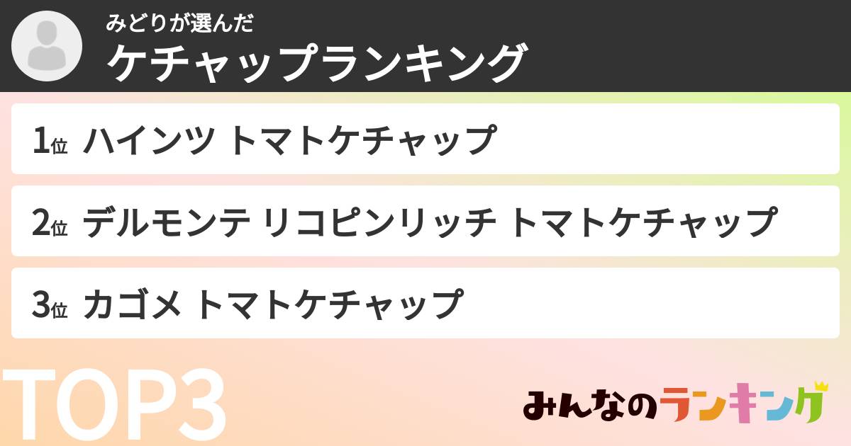 みどりさんの「ケチャップランキング」