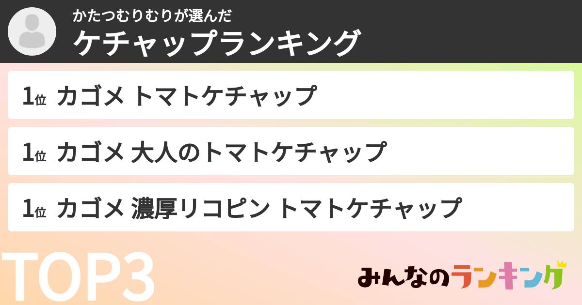 かたつむりむりさんの「ケチャップランキング」