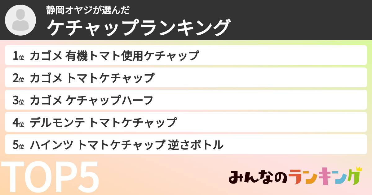 静岡オヤジさんの「ケチャップランキング」
