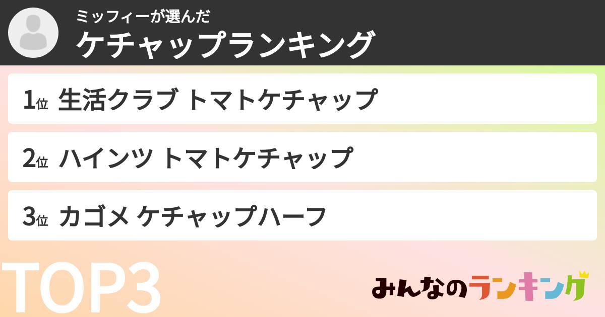 ミッフィーさんの「ケチャップランキング」