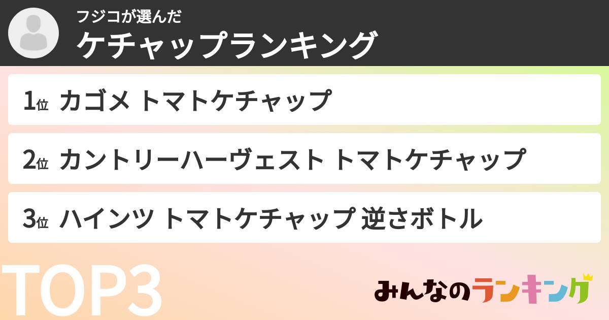 フジコさんの「ケチャップランキング」