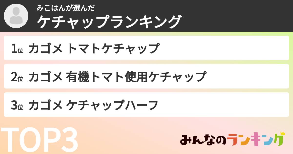 みこはんさんの「ケチャップランキング」