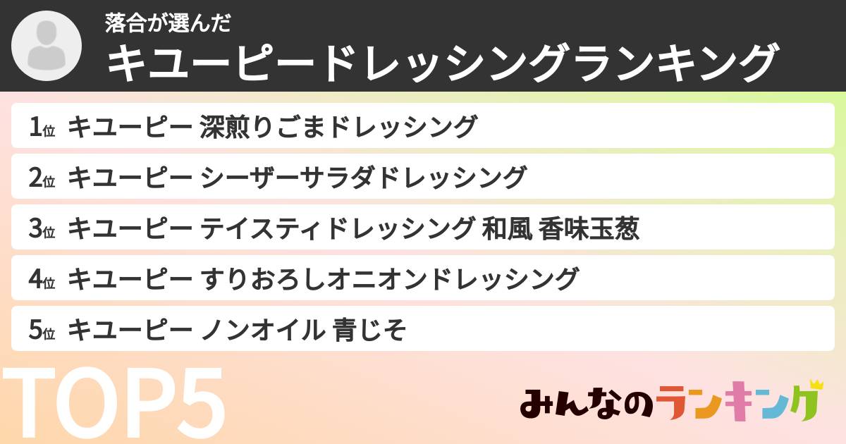 落合さんの「キユーピードレッシングランキング」