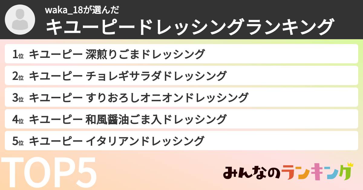 waka_18さんの「キユーピードレッシングランキング」