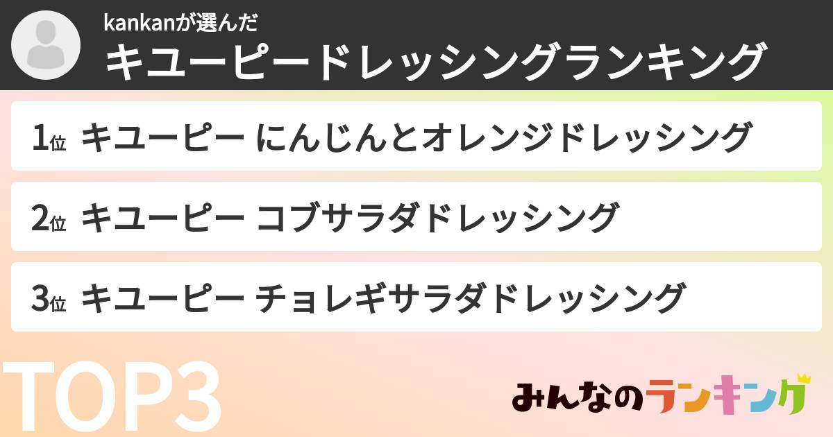 kankanさんの「キユーピードレッシングランキング」
