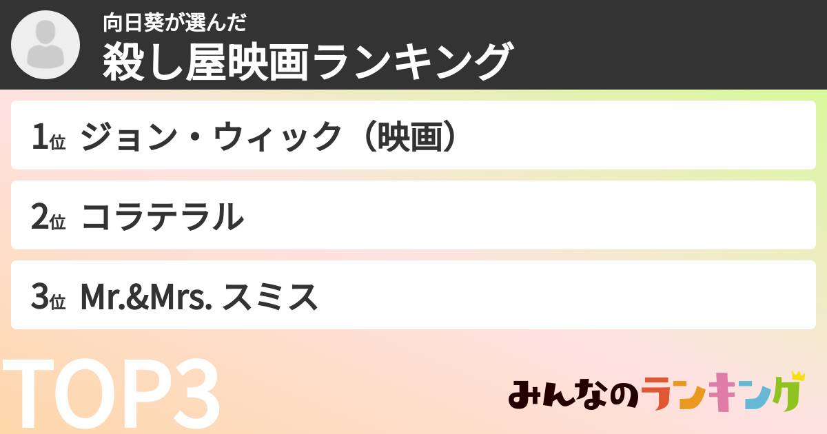 向日葵さんの「殺し屋映画ランキング」