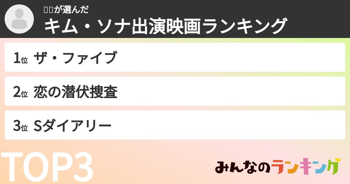 브이さんの「キム・ソナ出演映画ランキング」