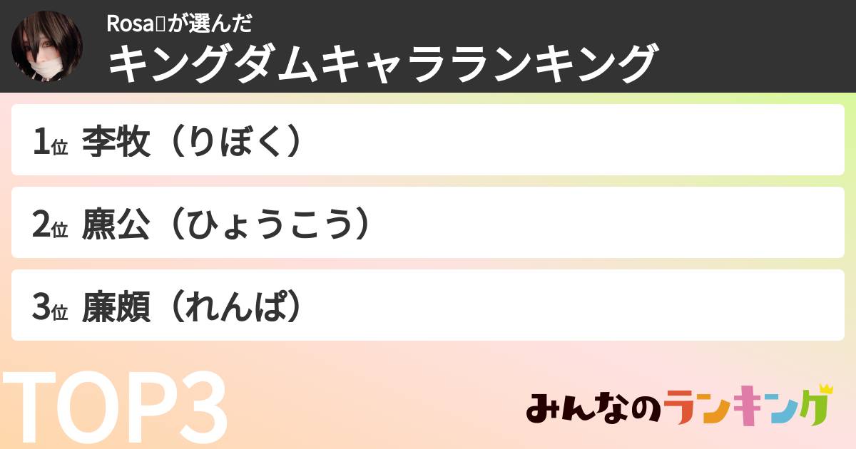 Rosa🔯さんの「キングダムキャラランキング」