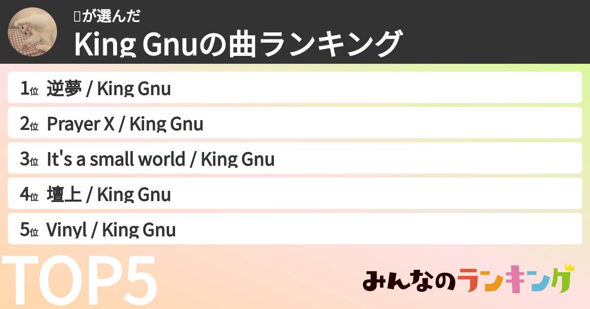 ⚪️さんの「King Gnuの曲ランキング」