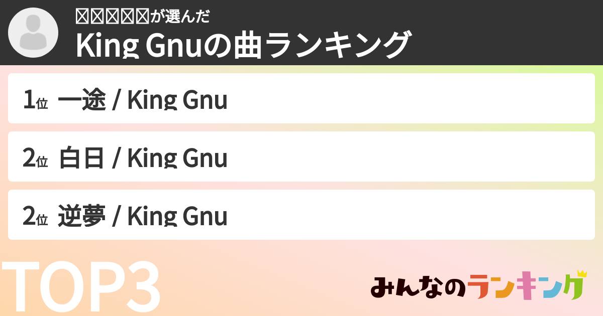 𝘒𝘢𝘯𝘰𝘯さんの「King Gnuの曲ランキング」