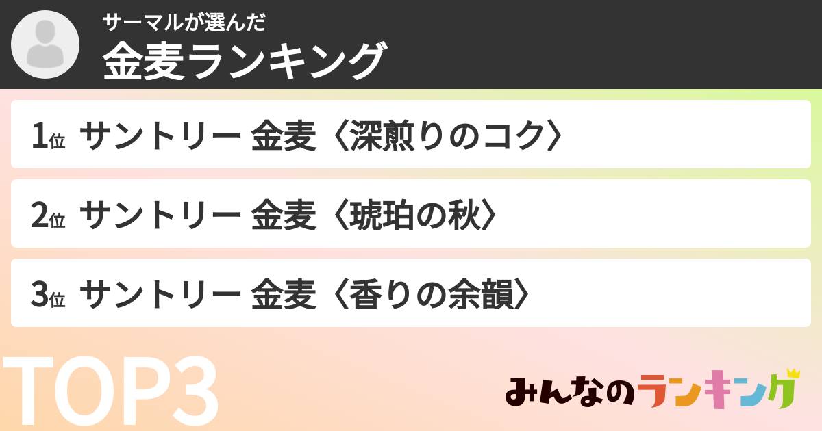 サーマルさんの「金麦ランキング」