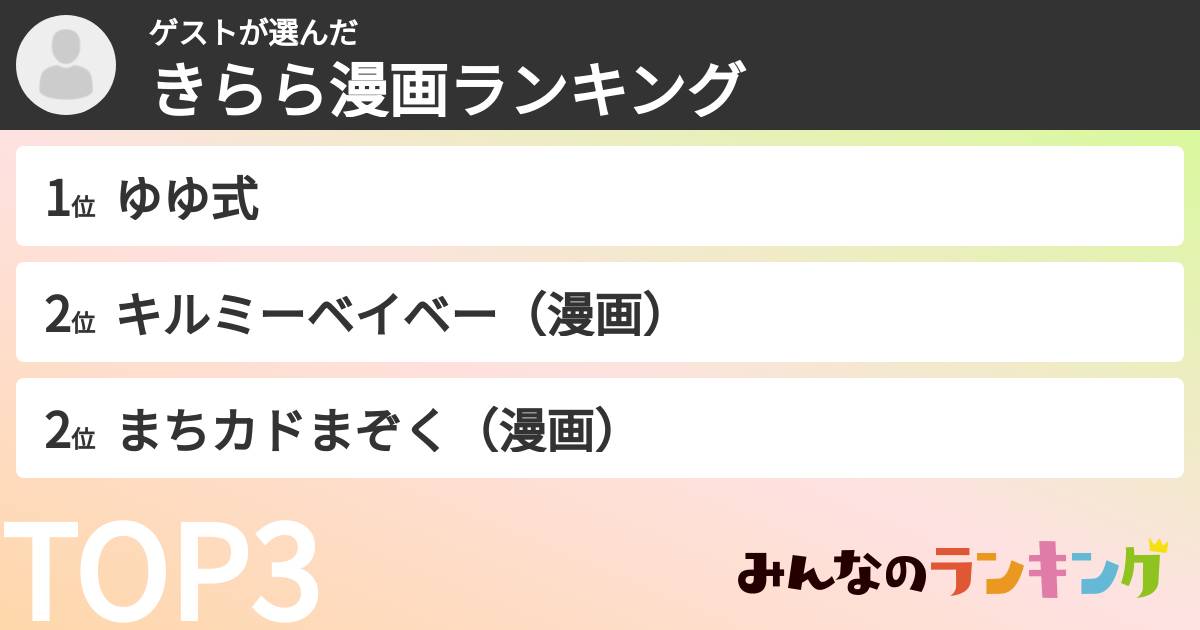 ゲストさんの「きらら漫画ランキング」