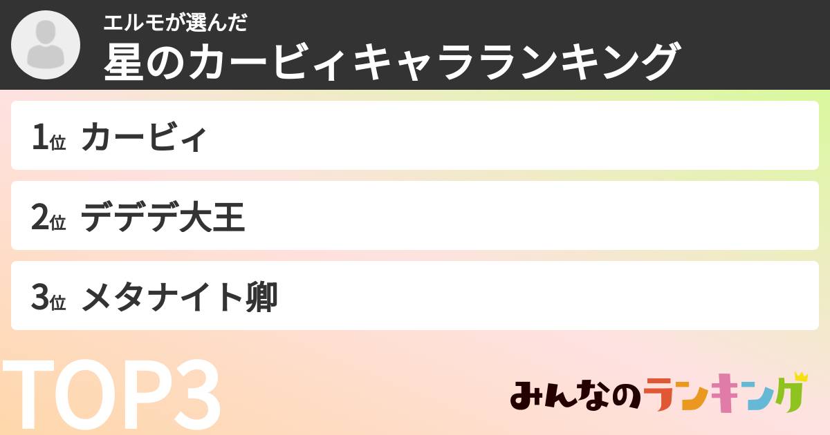 エルモさんの「星のカービィキャラランキング」