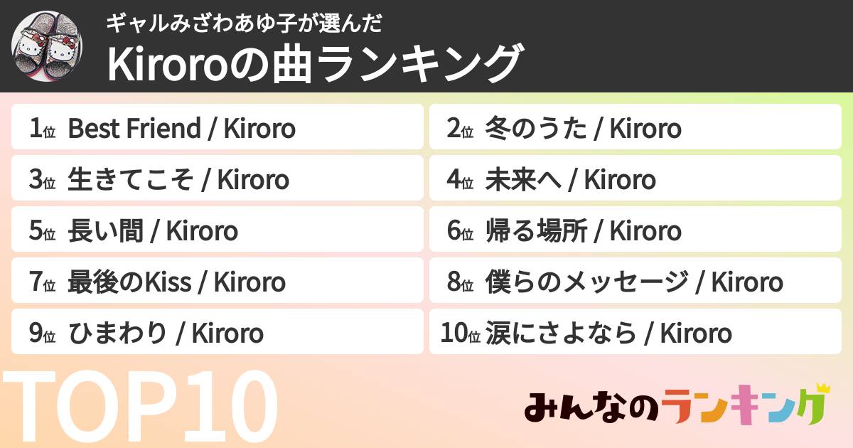 ギャルみざわあゆ子さんの「Kiroroの曲ランキング」