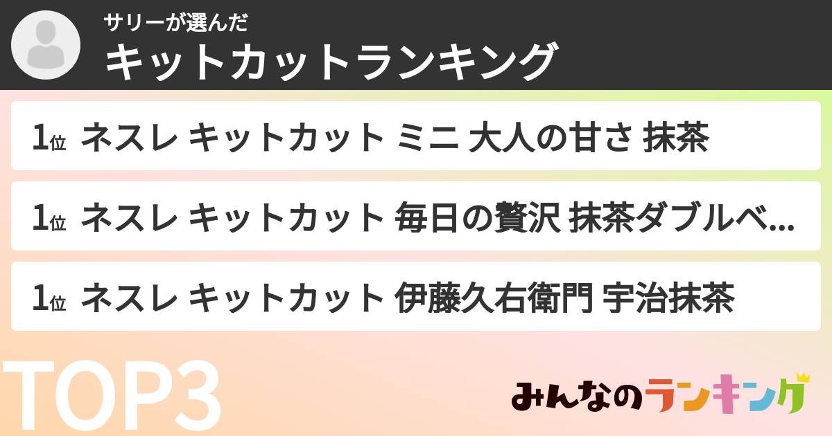 サリーさんの「キットカットランキング」