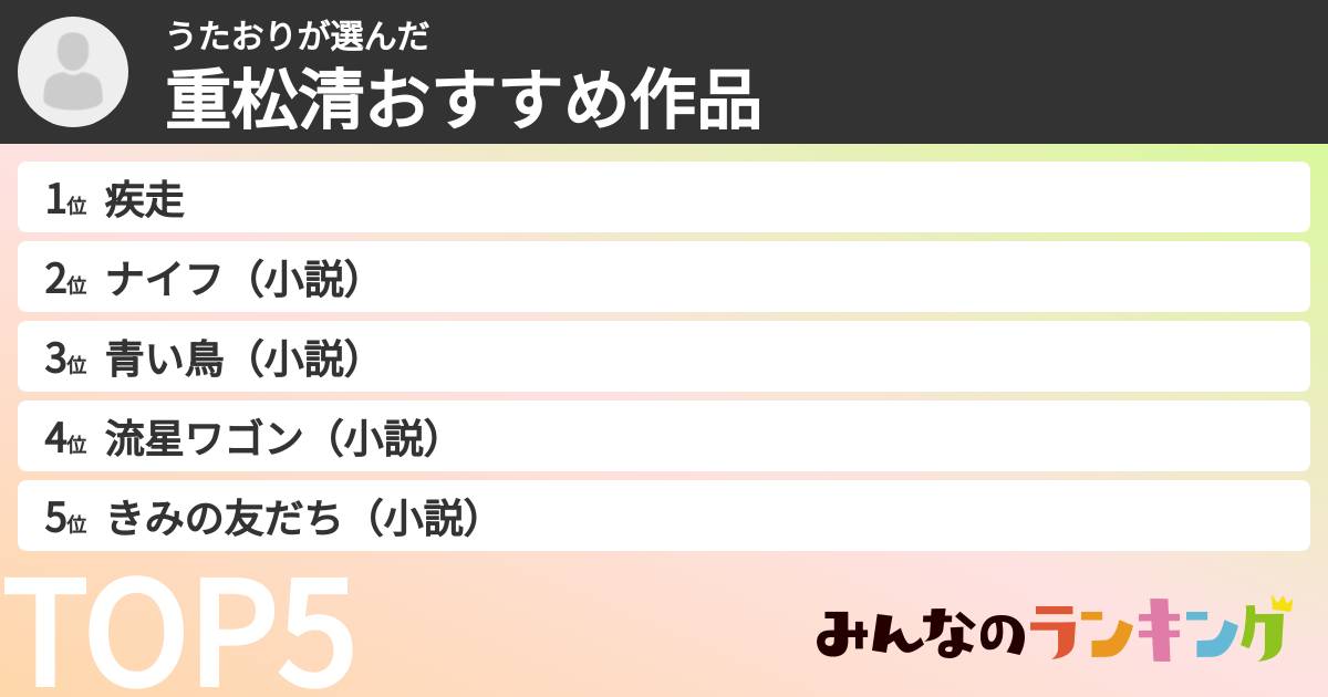 うたおりさんの「重松清おすすめ作品」