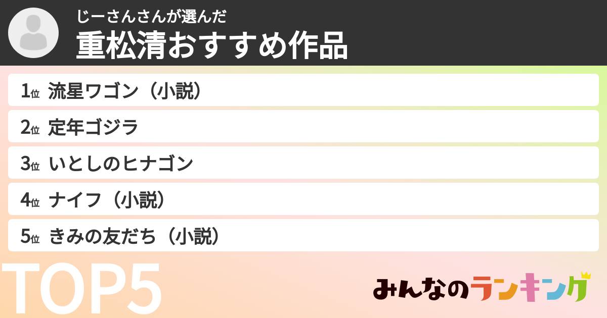 じーさんさんさんの「重松清おすすめ作品」