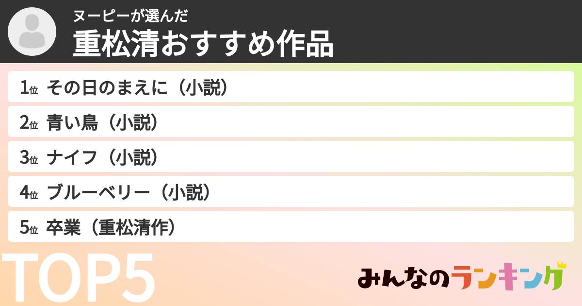 ヌーピーさんの「重松清おすすめ作品」