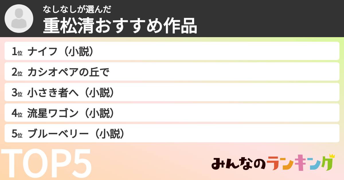 なしなしさんの「重松清おすすめ作品」