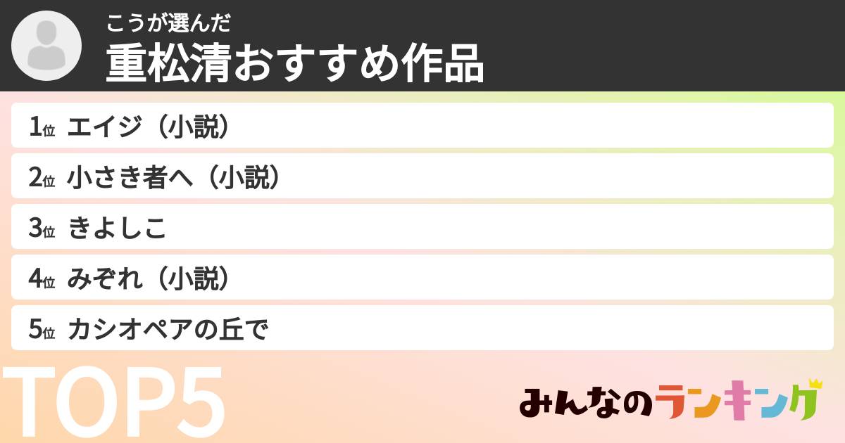 こうさんの「重松清おすすめ作品」