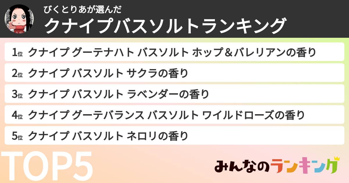 びくとりあさんの「クナイプバスソルトランキング」