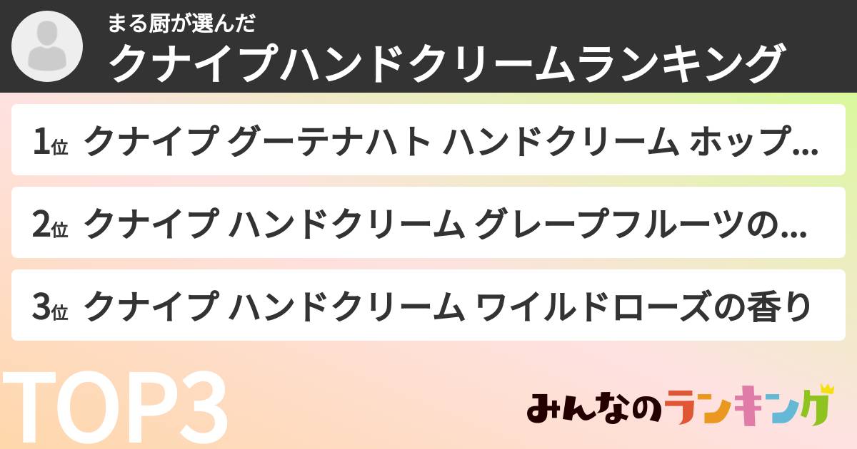 まる厨さんの「クナイプハンドクリームランキング」