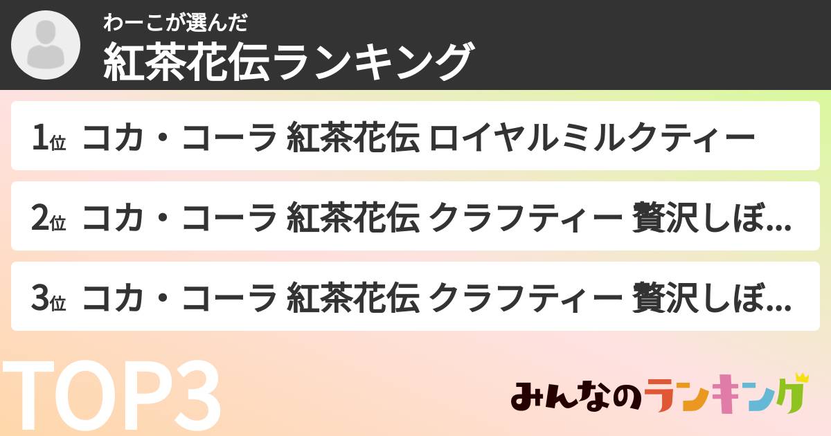 わーこさんの「紅茶花伝ランキング」