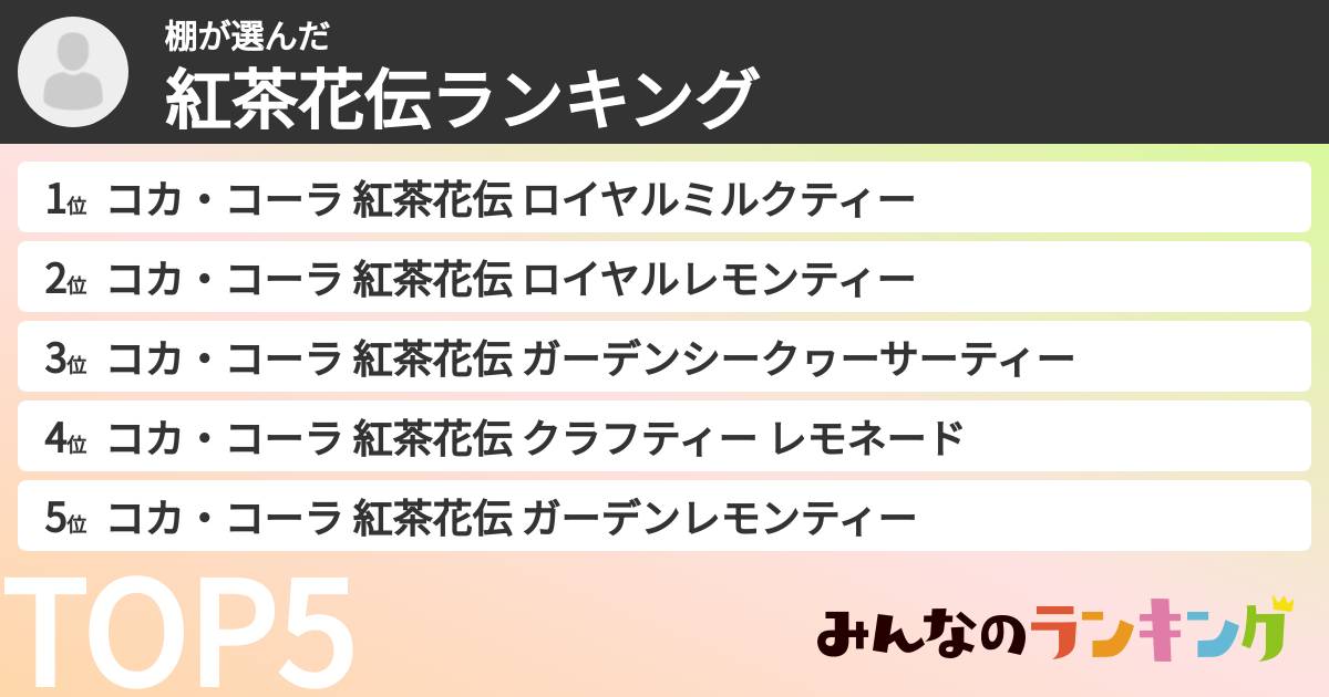 棚さんの「紅茶花伝ランキング」