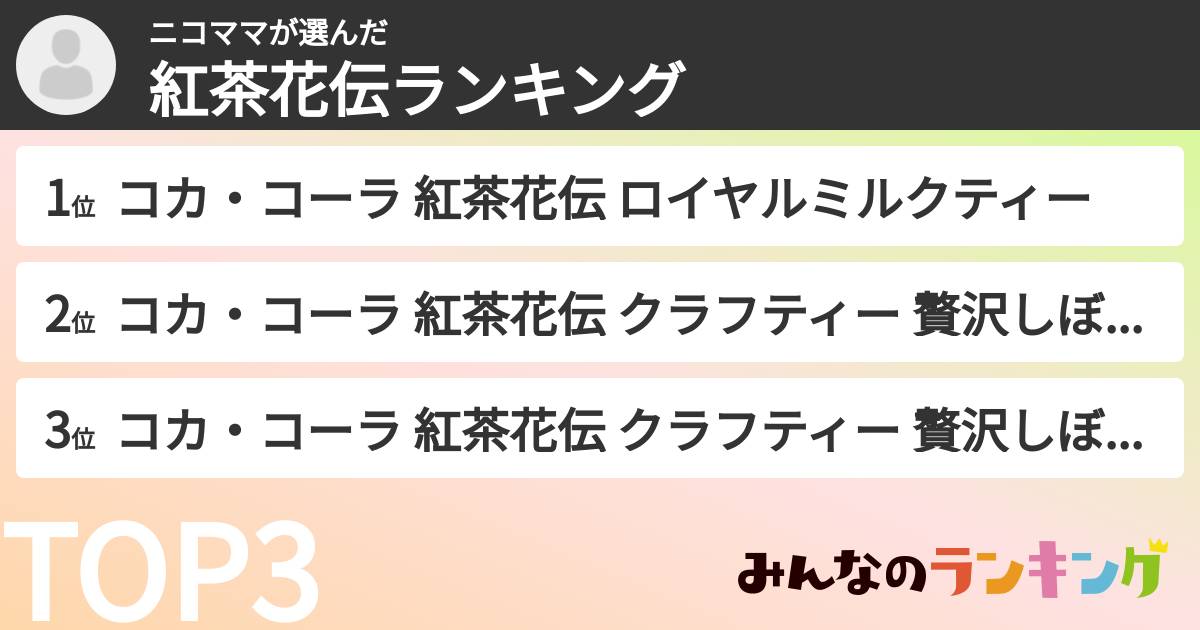 ニコママさんの「紅茶花伝ランキング」