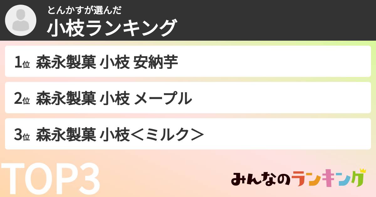 とんかすさんの「小枝ランキング」
