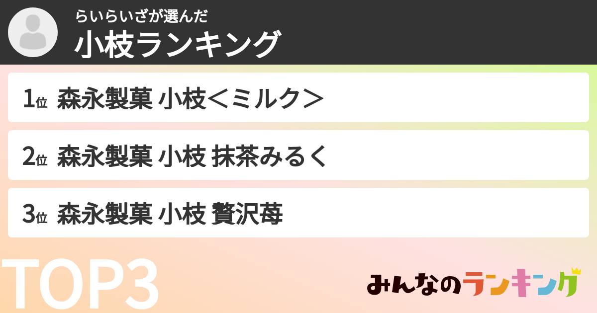 らいらいざさんの「小枝ランキング」