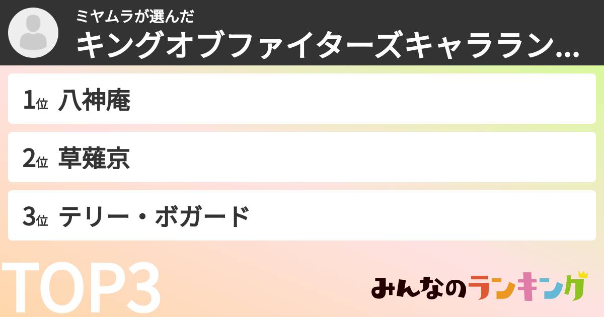 ミヤムラさんの「キングオブファイターズキャラランキング」