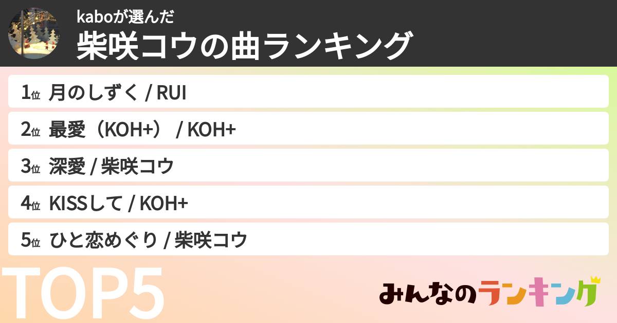 kaboさんの「柴咲コウの曲ランキング」