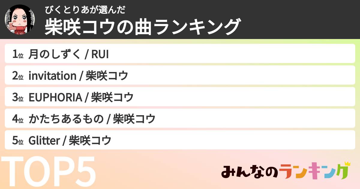 びくとりあさんの「柴咲コウの曲ランキング」