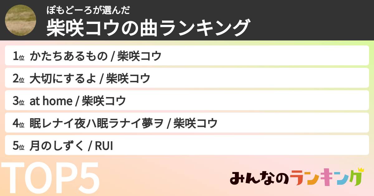 ぽもどーろさんの「柴咲コウの曲ランキング」