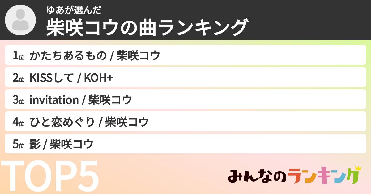 ゆあさんの「柴咲コウの曲ランキング」