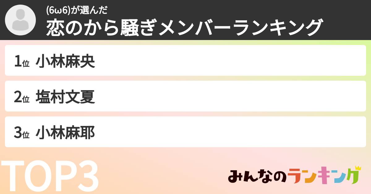 (6ω6)さんの「恋のから騒ぎメンバーランキング」