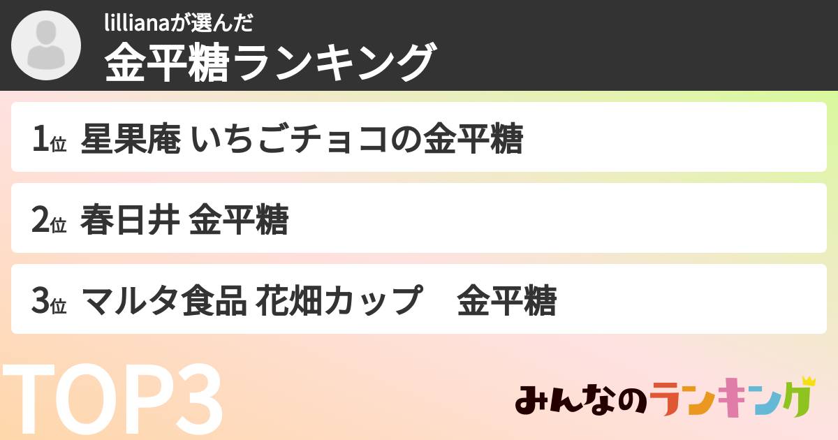 lillianaさんの「金平糖ランキング」