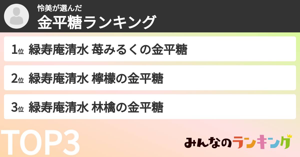 怜美さんの「金平糖ランキング」