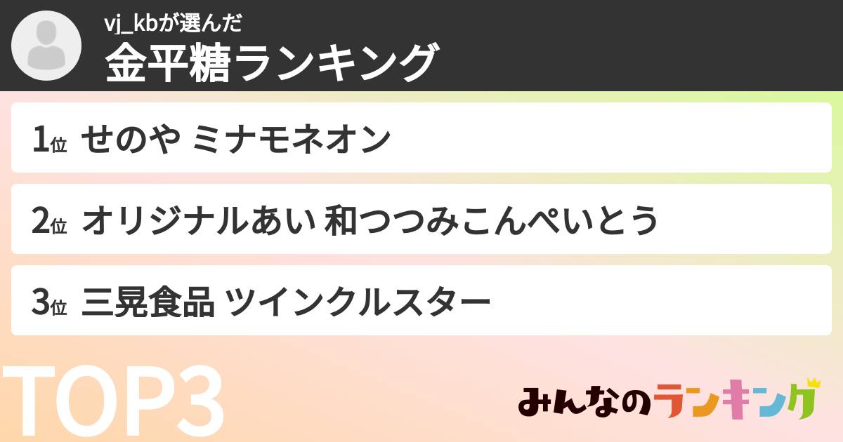vj_kbさんの「金平糖ランキング」