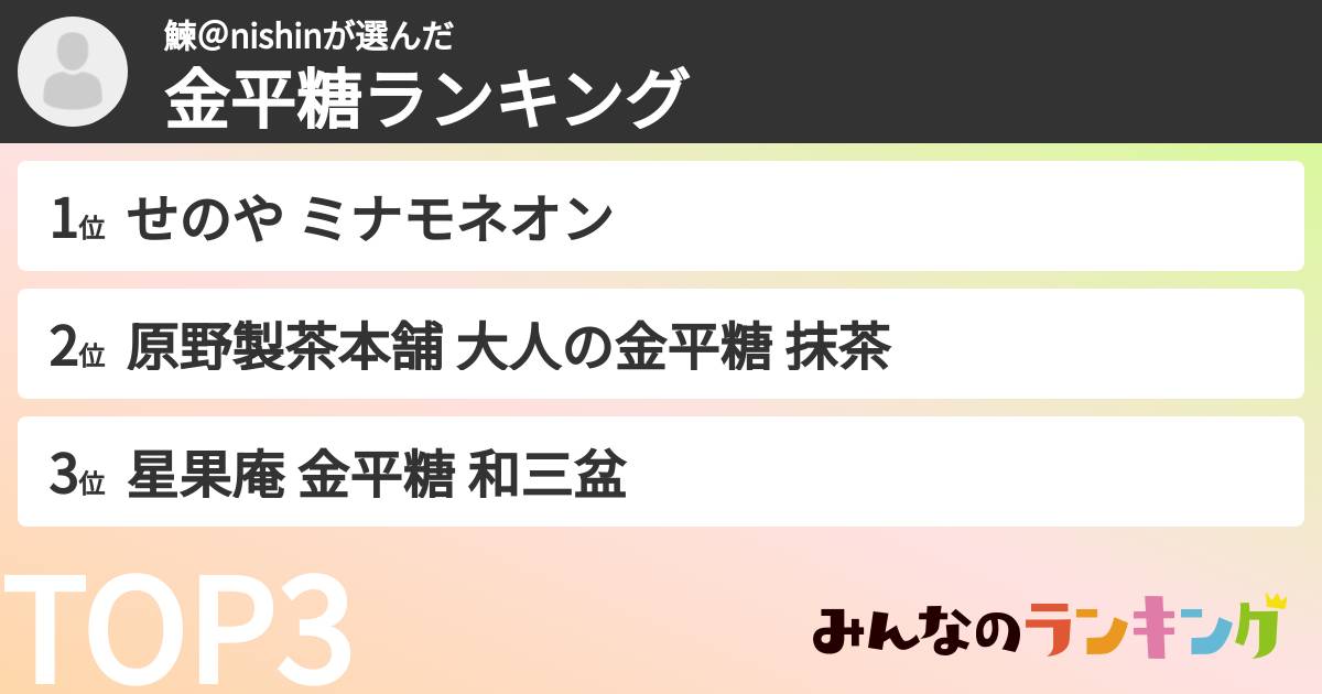 鰊＠nishinさんの「金平糖ランキング」