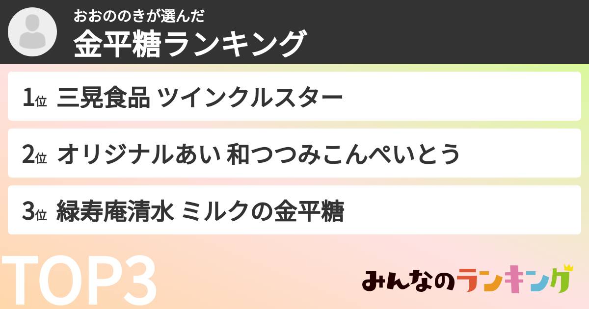 おおののきさんの「金平糖ランキング」