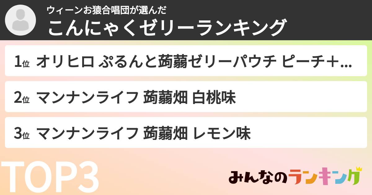ウィーンお猿合唱団さんの「こんにゃくゼリーランキング」