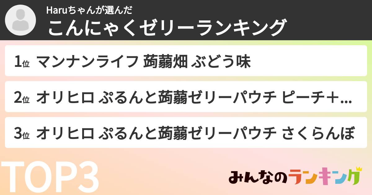 Haruちゃんさんの「こんにゃくゼリーランキング」